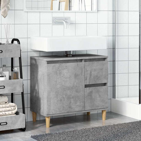 Vidaxl wastafelkast 65x33x60 cm bewerkt hout betongrijs