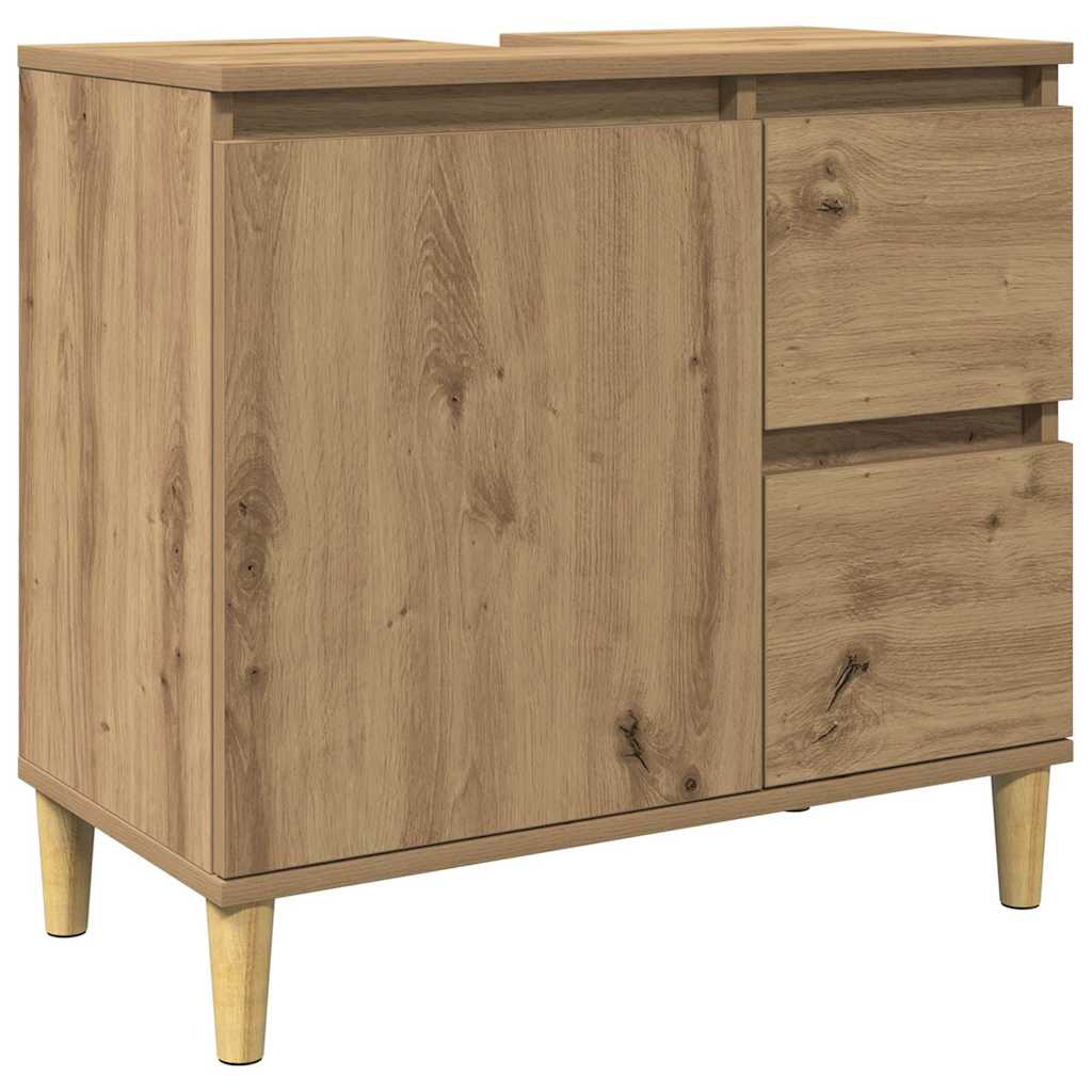 Vidaxl wastafelkast 65x33x60 cm bewerkt hout artisanaal eikenkleurig