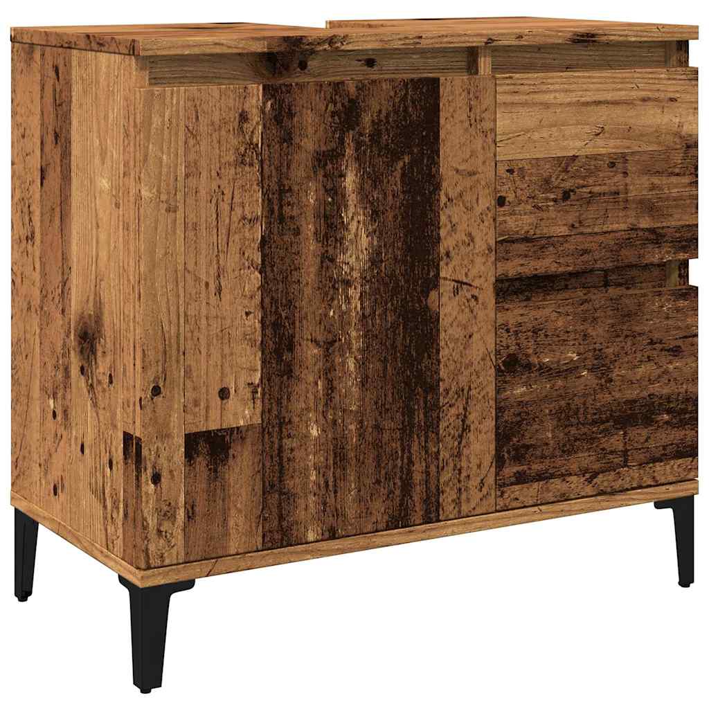 Vidaxl wastafelkast 65x33x60 cm bewerkt hout oud houtkleurig