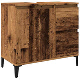 Vidaxl wastafelkast 65x33x60 cm bewerkt hout oud houtkleurig