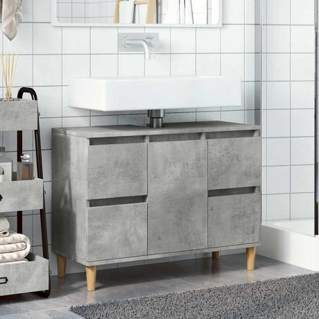 Vidaxl wastafelkast 80x33x60 cm bewerkt hout betongrijs