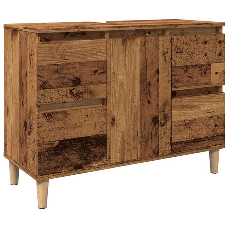 Vidaxl wastafelkast 80x33x60 cm bewerkt hout oud houtkleurig