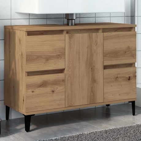 Vidaxl wastafelkast 80x33x60 cm bewerkt hout artisanaal eikenkleur