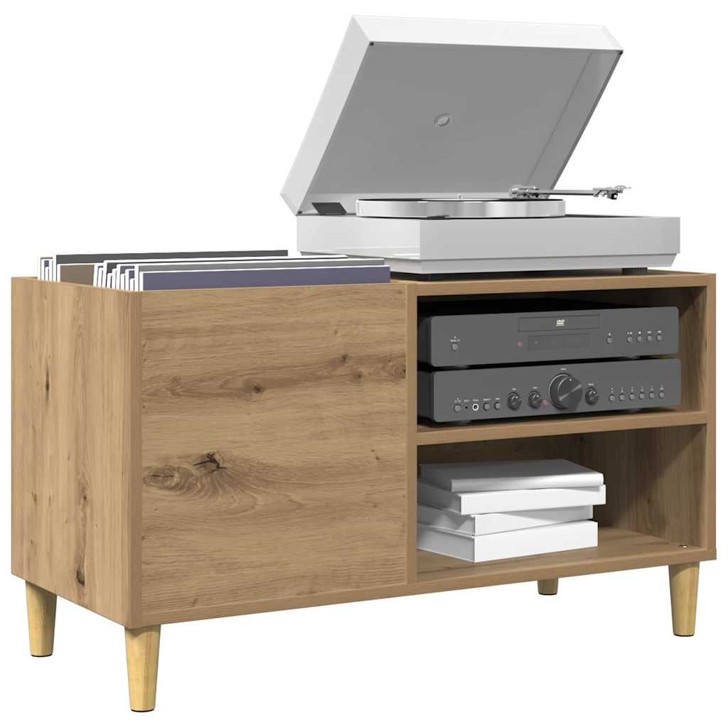Vidaxl platenkast 84,5x38x48 cm bewerkt hout artisanaal eikenkleur