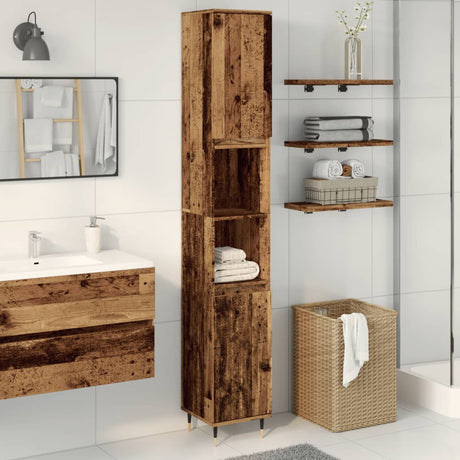 Vidaxl badkamerkast 30x30x190 cm bewerkt hout oud houtkleurig