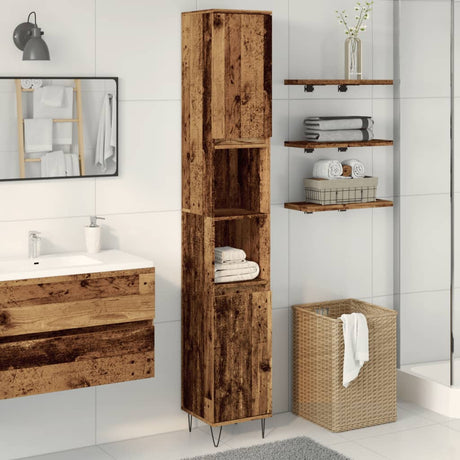 Vidaxl badkamerkast 30x30x190 cm bewerkt hout oud houtkleurig