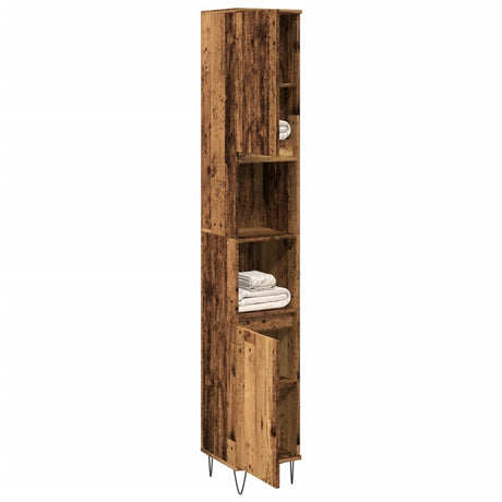 Vidaxl badkamerkast 30x30x190 cm bewerkt hout oud houtkleurig