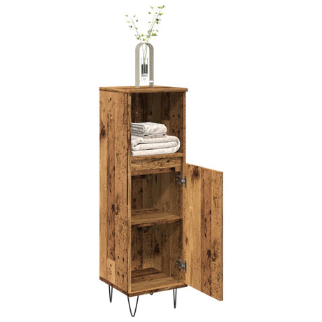 Vidaxl badkamerkast 30x30x100 cm bewerkt hout oud houtkleurig