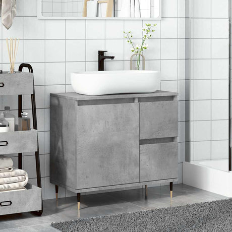 Vidaxl badkamerkast 65x33x60 cm bewerkt hout betongrijs