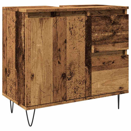 Vidaxl badkamerkast 65x33x60 cm bewerkt hout oud houtkleurig