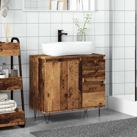 Vidaxl badkamerkast 65x33x60 cm bewerkt hout oud houtkleurig