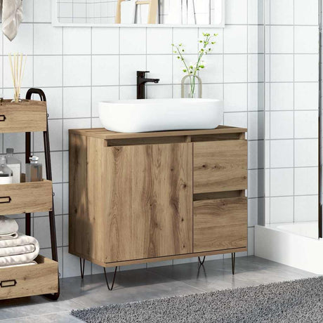 Vidaxl badkamerkast 65x33x60 cm bewerkt hout artisanaal eikenkleurig