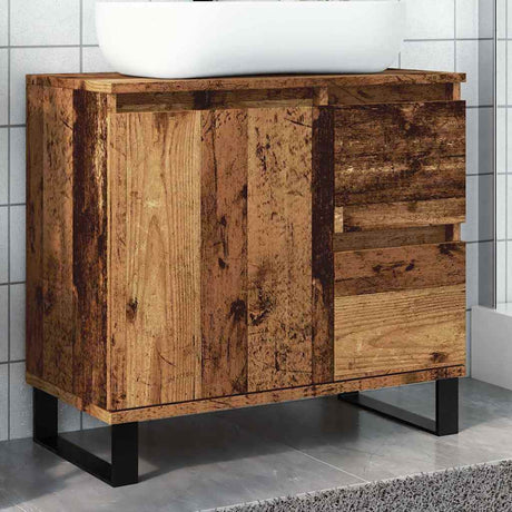 Vidaxl badkamerkast 65x33x60 cm bewerkt hout oud houtkleurig
