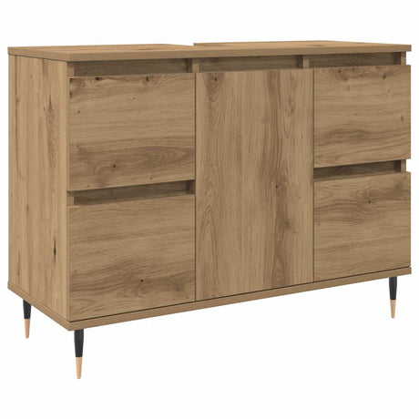 Vidaxl badkamerkast 80x33x60 cm bewerkt hout artisanaal eikenkleurig