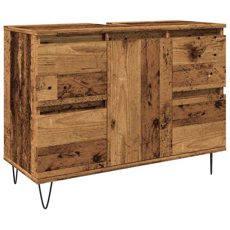 Vidaxl badkamerkast 80x33x60 cm bewerkt hout oud houtkleurig
