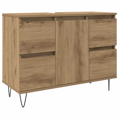 Vidaxl badkamerkast 80x33x60 cm bewerkt hout artisanaal eikenkleurig