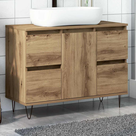 Vidaxl badkamerkast 80x33x60 cm bewerkt hout artisanaal eikenkleurig