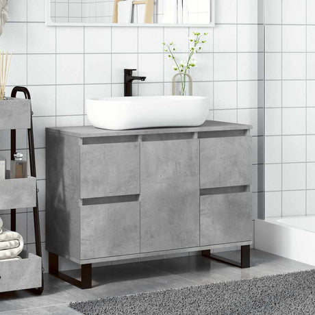Vidaxl badkamerkast 80x33x60 cm bewerkt hout betongrijs