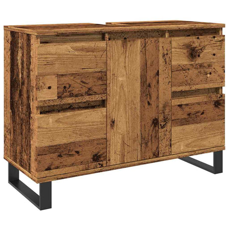 Vidaxl badkamerkast 80x33x60 cm bewerkt hout oud houtkleurig