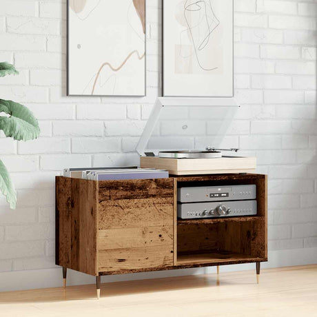 Vidaxl platenkast 84,5x38x48 cm bewerkt hout oud houtkleurig