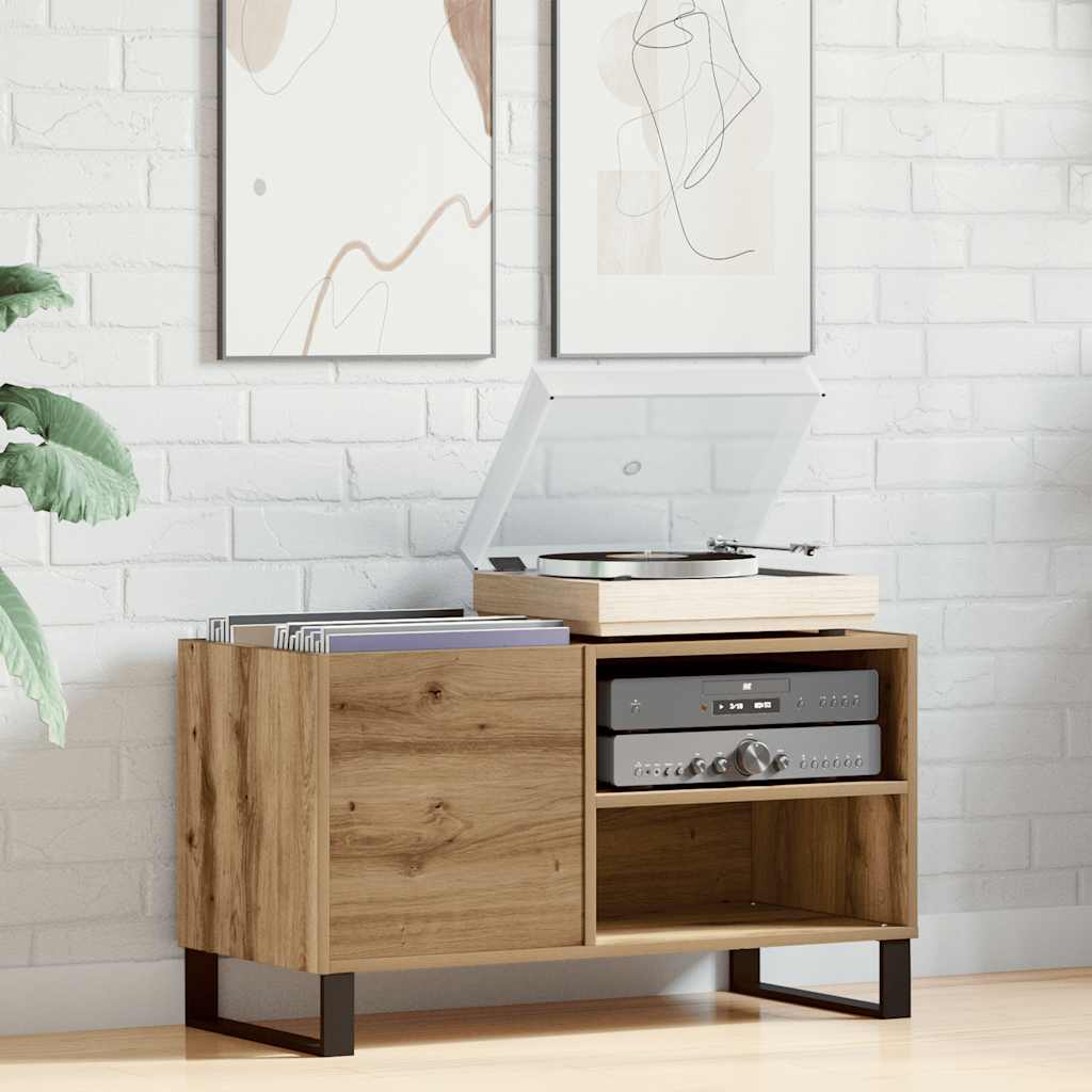 Vidaxl platenkast 84,5x38x48 cm bewerkt hout artisanaal eikenkleur
