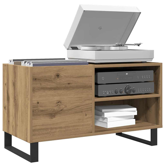 Vidaxl platenkast 84,5x38x48 cm bewerkt hout artisanaal eikenkleur