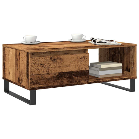 Vidaxl salontafel 90x50x36,5 cm bewerkt hout oud houtkleurig
