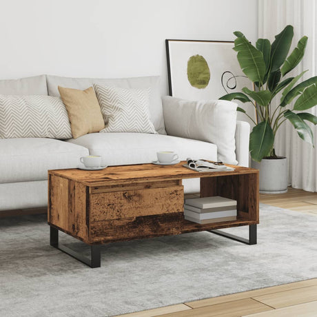Vidaxl salontafel 90x50x36,5 cm bewerkt hout oud houtkleurig