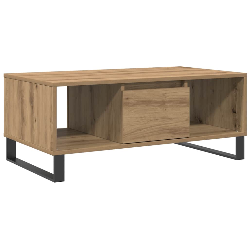Vidaxl salontafel 90x50x36,5 cm bewerkt hout artisanaal eikenkleurig
