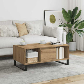 Vidaxl salontafel 90x50x36,5 cm bewerkt hout artisanaal eikenkleurig