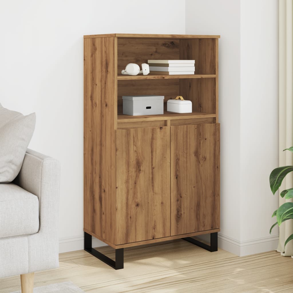 Vidaxl hoge kast 60x36x110 cm bewerkt hout artisanaal eikenkleur