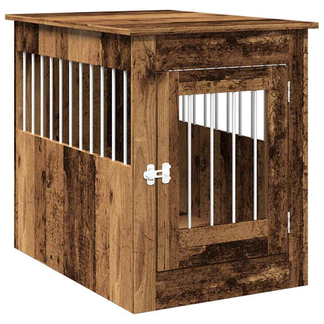 Vidaxxl Hundebox 55x80x68 cm aus handgefertigtem Holz, altholzfarben