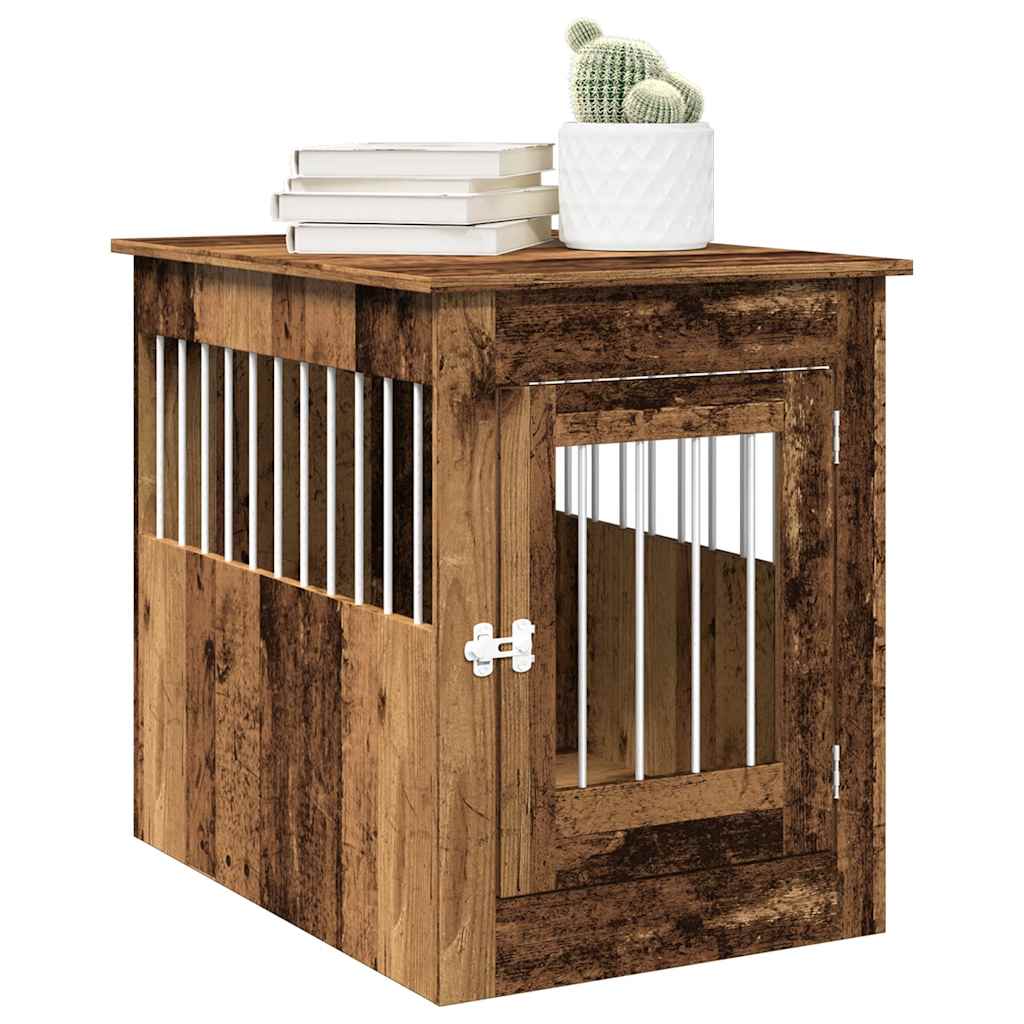 Vidaxxl Hundebox 55x80x68 cm aus handgefertigtem Holz, altholzfarben