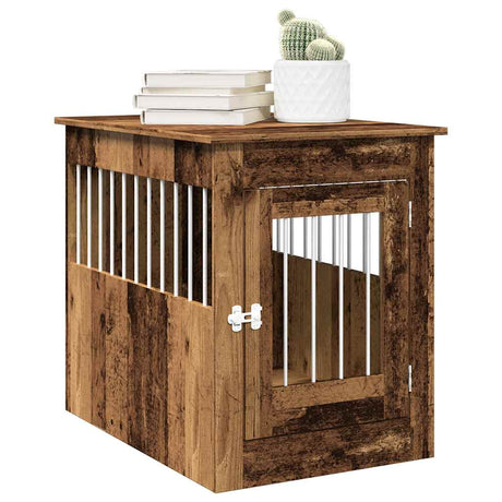 Vidaxxl Hundebox 55x80x68 cm aus handgefertigtem Holz, altholzfarben