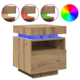 Vidaxl nachtkastje met led-verlichting 40x39x48,5 cm artisanaal eiken