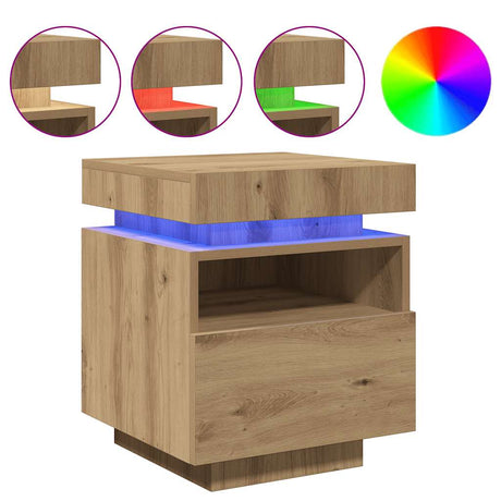 Vidaxl nachtkastje met led-verlichting 40x39x48,5 cm artisanaal eiken