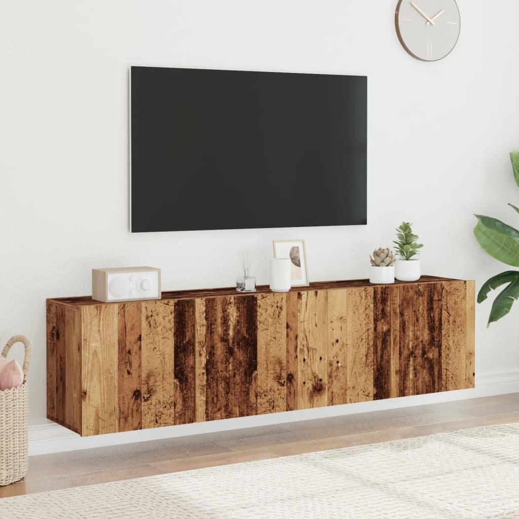 Vidaxl tv-meubels 2 st wandgemonteerd 80x30x41 cm oud houtkleurig