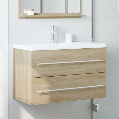 Vidaxl wastafelkast 80x38,5x48 cm bewerkt hout oud houtkleurig