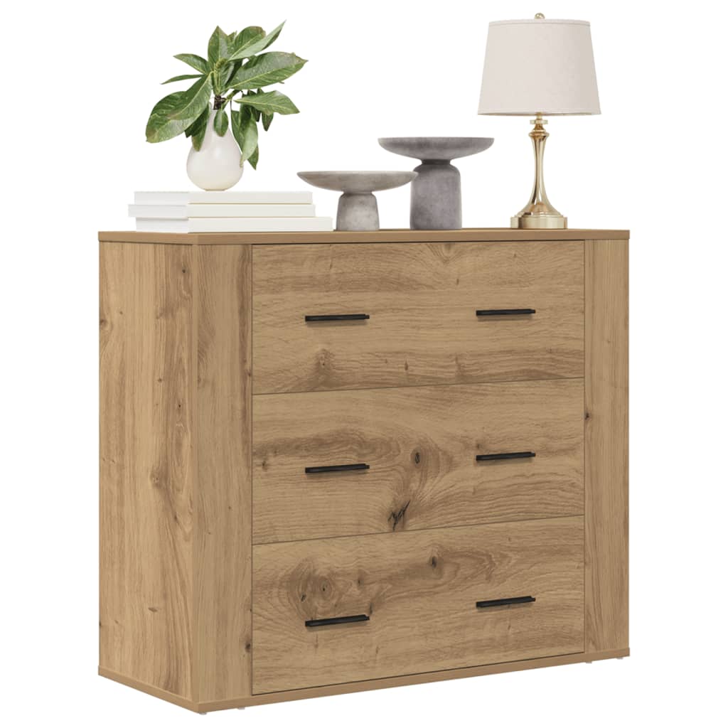 Vidaxl dressoir 80x33x70 cm bewerkt hout artisanaal eikenkleurig