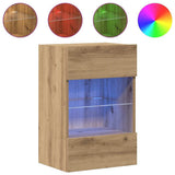 Vidaxl wandkasten met led-verlichting voor tv 2 st artisanaal eiken