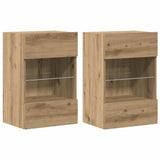 Vidaxl wandkasten met led-verlichting voor tv 2 st artisanaal eiken