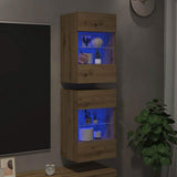 Vidaxl wandkasten met led-verlichting voor tv 2 st artisanaal eiken
