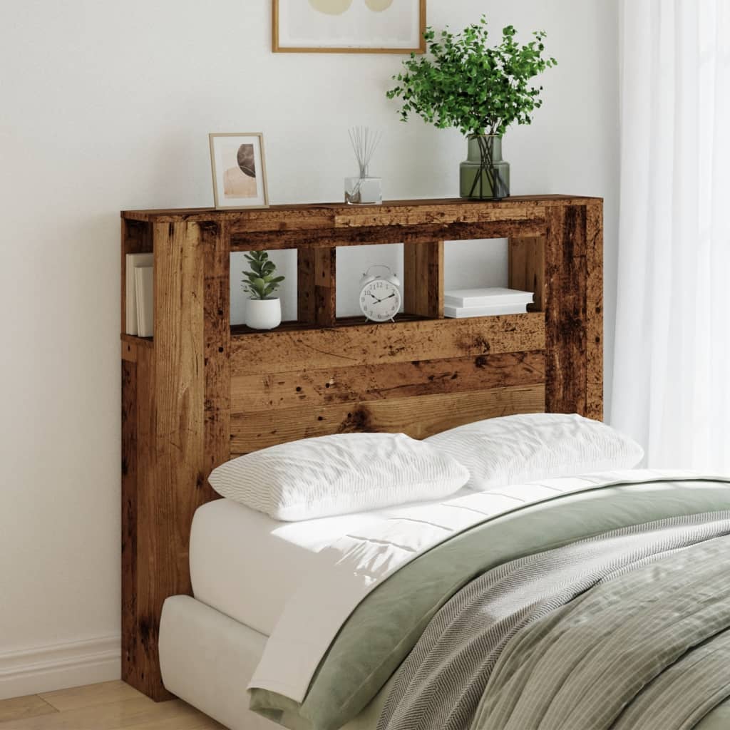 Vidaxl hoofdeinde met led 120x18,5x103,5 cm bewerkt hout oud hout