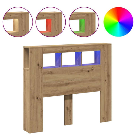 Vidaxl hoofdeinde met led 120x18,5x103,5 cm hout artisanaal eikenkleur
