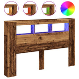 Vidaxl hoofdeinde met led 160x18,5x103,5 cm bewerkt hout oud hout