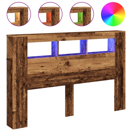 Vidaxl hoofdeinde met led 160x18,5x103,5 cm bewerkt hout oud hout