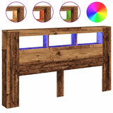 Vidaxl hoofdeinde met led 180x18,5x103,5 cm bewerkt hout oud hout