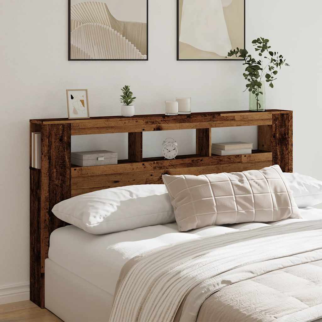 Vidaxl hoofdeinde met led 180x18,5x103,5 cm bewerkt hout oud hout