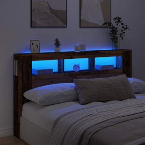 Vidaxl hoofdeinde met led 180x18,5x103,5 cm bewerkt hout oud hout
