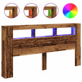 Vidaxl hoofdeinde met led 200x18,5x103,5 cm bewerkt hout oud hout